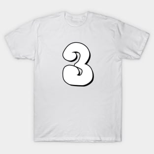 Number 3 white / black T-Shirt